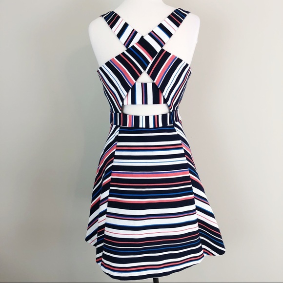 Anthro Maeve Striped A Line Cross Back Dress - Picture 3 of 6